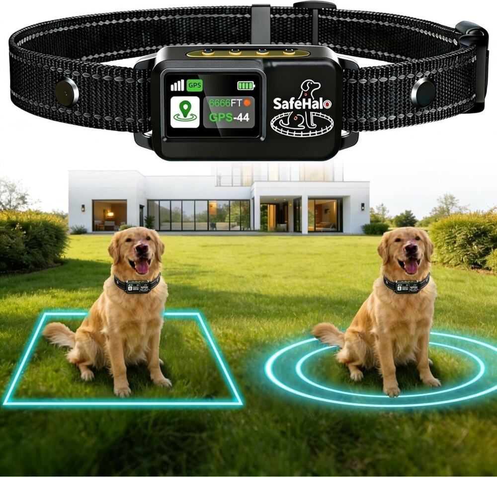 SafeHalo H09 GPS Wireless Dog Fence System Collar No Subscription Waterproof LCD